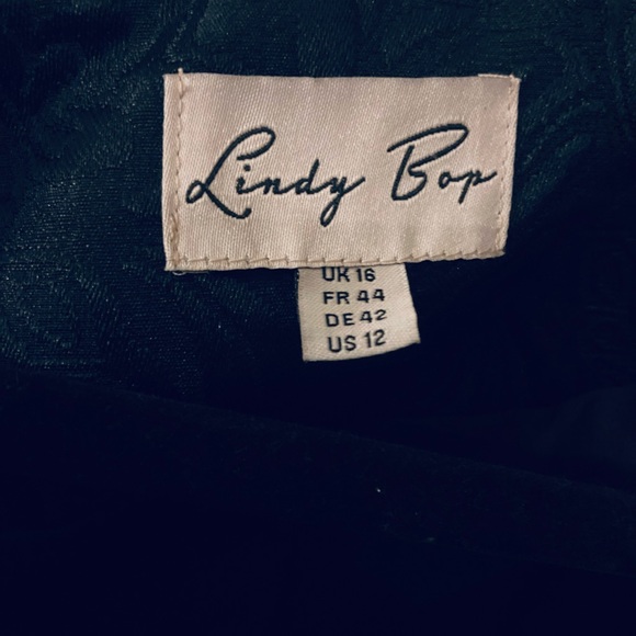 🖤 Lindy Bop Tiana Twinset Brocade Off-Shoulder Swing Dress with Bows & Jacket - Picture 11 of 11